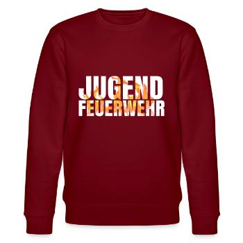 Jugendfeuerwehr feuer - Stanley/Stella Unisex Bio-Sweatshirt CHANGER  - Burgunderrot - Vorne - Nik (191cm) & Marisol (170cm)