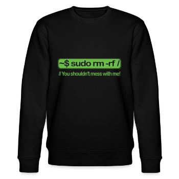 sudo rm -rf Linux Programmierer Unix Code Root - Stanley/Stella Unisex Bio-Sweatshirt CHANGER  - Schwarz - Vorne - Nik (191cm) & Marisol (170cm)