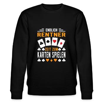 Endlich Rentner Zeit zum Karten spielen - Stanley/Stella Unisex Bio-Sweatshirt CHANGER  - Schwarz - Vorne - Nik (191cm) & Marisol (170cm)