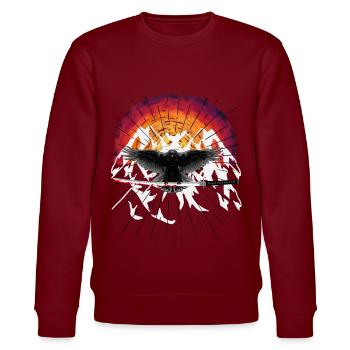 Schwert Katana Krähe Rabe Fantasy Auferstehung - Stanley/Stella Unisex Bio-Sweatshirt CHANGER  - Burgunderrot - Vorne - Nik (191cm) & Marisol (170cm)