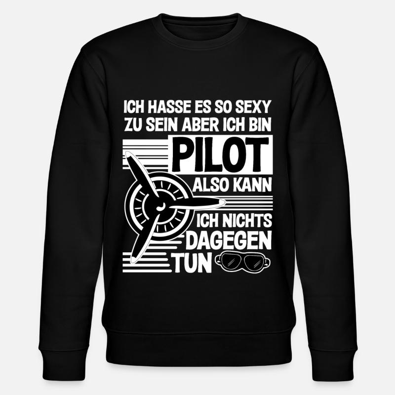 Pilot - Sexy Flieger Spruch - Stanley/Stella Unisex Bio-Sweatshirt CHANGER  - Schwarz