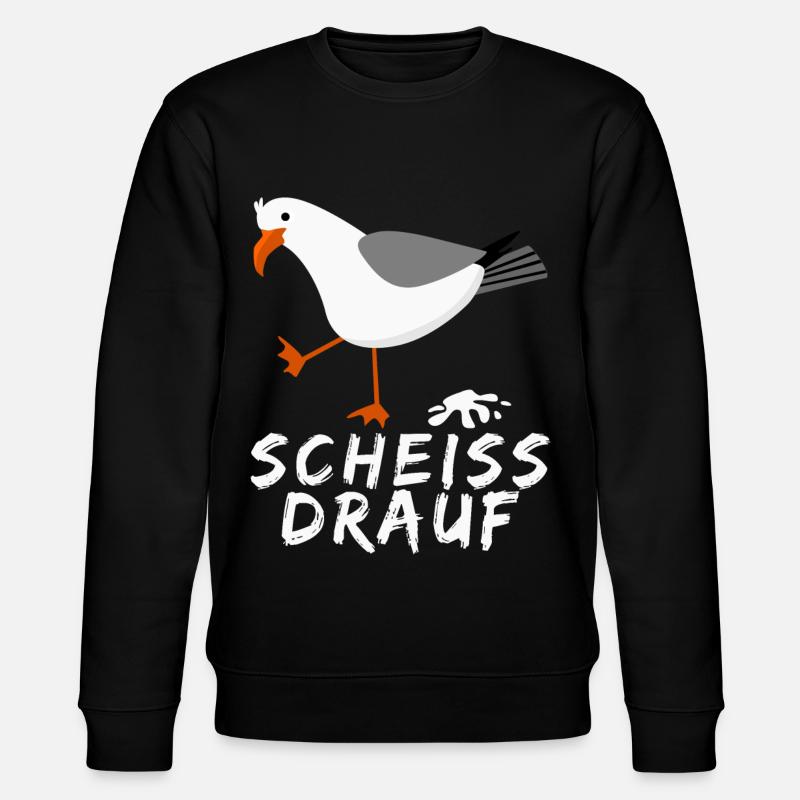 Möwe - lustiger Scheiss drauf Spruch - Stanley/Stella Unisex Bio-Sweatshirt CHANGER - Schwarz