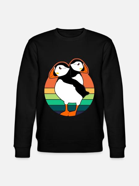 Puffin Puffins Retro Birds - Stanley/Stella CHANGER Unisex Organic Sweatshirt - black