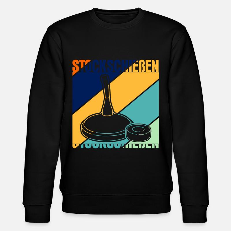 Stockschießen - Retro Eisstock - Stanley/Stella Unisex Bio-Sweatshirt CHANGER  - Schwarz