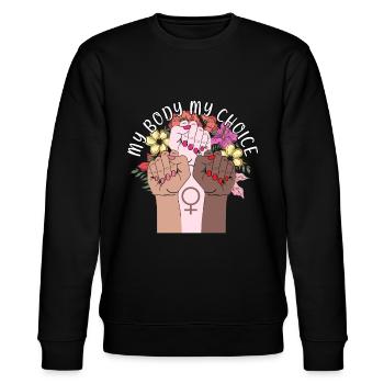 My Body My Choice Body Positivity Women's Rights - Stanley/Stella CHANGER Unisex Organic Sweatshirt - black - Front - Nik (191cm) & Marisol (170cm)