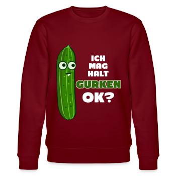 Gurke - lustiger Spruch mit Gurken - Stanley/Stella Unisex Bio-Sweatshirt CHANGER  - Burgunderrot - Vorne - Nik (191cm) & Marisol (170cm)