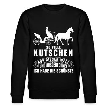 Kutscher Spruch & Fuhrmann Kutsche - Stanley/Stella Unisex Bio-Sweatshirt CHANGER  - Schwarz - Vorne - Nik (191cm) & Marisol (170cm)