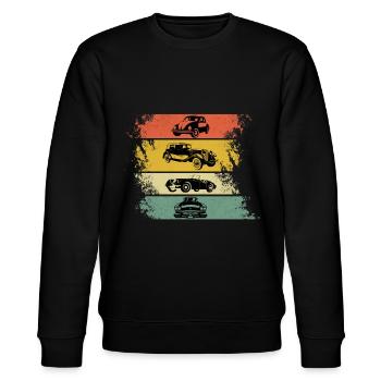 Retro Vintage Oldtimer Autos Cars - Stanley/Stella Unisex Bio-Sweatshirt CHANGER  - Schwarz - Vorne - Nik (191cm) & Marisol (170cm)