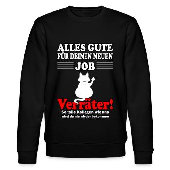 Alles Gute für den neuen Job Verräter - Jobwechsel - Stanley/Stella Unisex Bio-Sweatshirt CHANGER  - Schwarz - Vorne - Nik (191cm) & Marisol (170cm)