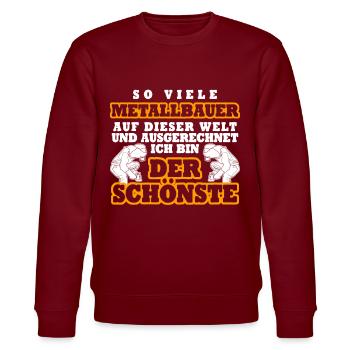 Metallbauer lustiger Spruch Der Schönste - Stanley/Stella Unisex Bio-Sweatshirt CHANGER  - Burgunderrot - Vorne - Nik (191cm) & Marisol (170cm)