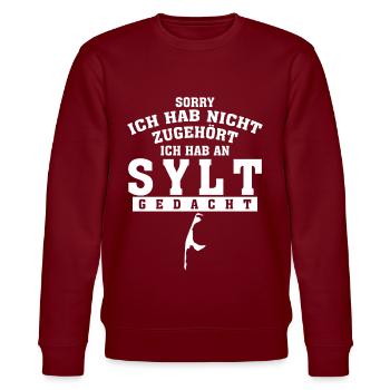 Sylt Urlaub lustiger Spruch - Stanley/Stella Unisex Bio-Sweatshirt CHANGER  - Burgunderrot - Vorne - Nik (191cm) & Marisol (170cm)