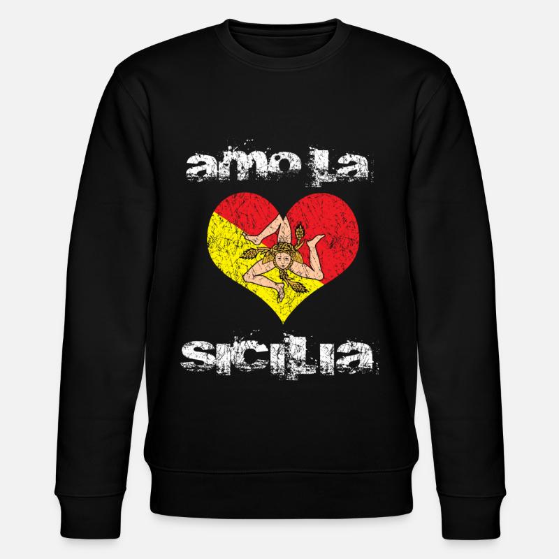 Sicily Sicilia Heart Flag - Stanley/Stella CHANGER Unisex Organic Sweatshirt - black