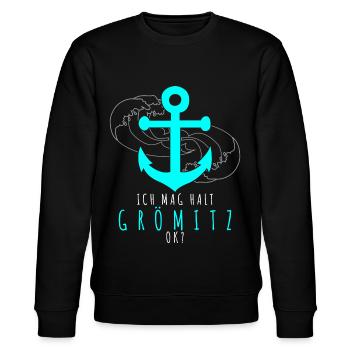 Grömitz Spruch - Stanley/Stella Unisex Bio-Sweatshirt CHANGER  - Schwarz - Vorne - Nik (191cm) & Marisol (170cm)