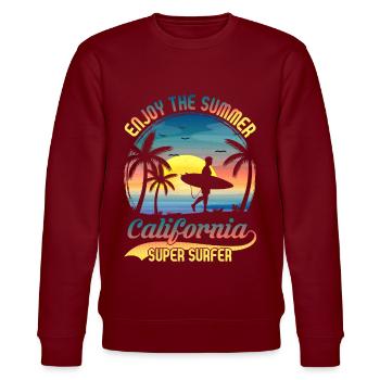 California Surfing - Stanley/Stella CHANGER Unisex Organic Sweatshirt - burgundy - Front - Nik (191cm) & Marisol (170cm)