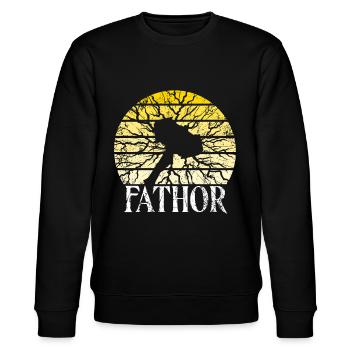 Fathor Vathor Vater Papa Geschenk - Stanley/Stella Unisex Bio-Sweatshirt CHANGER  - Schwarz - Vorne - Nik (191cm) & Marisol (170cm)