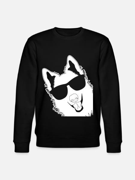 White Shepherd with sunglasses - Stanley/Stella CHANGER Unisex Organic Sweatshirt - black