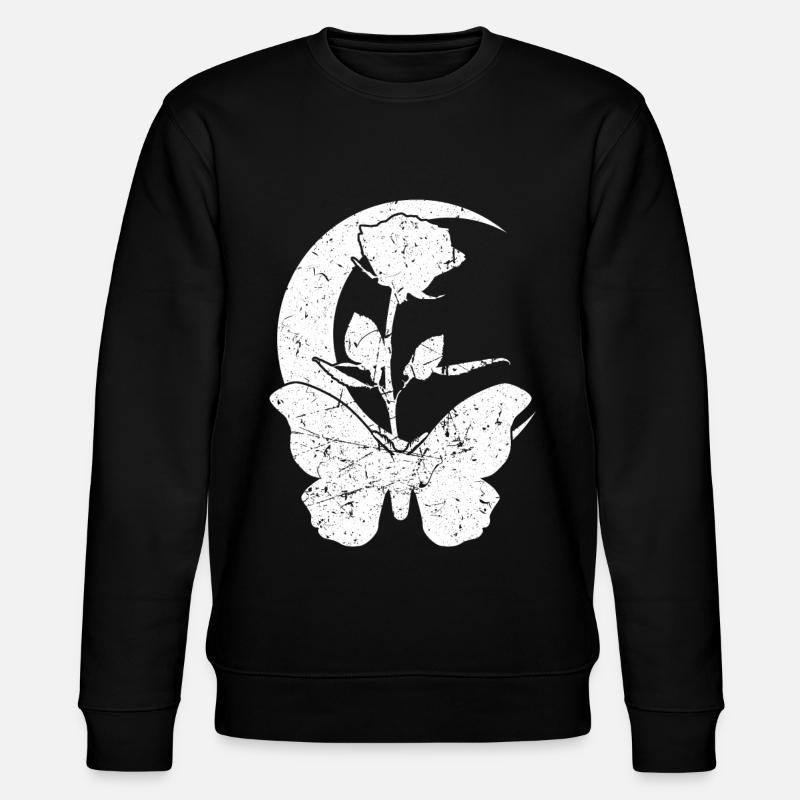 Motten Mond Rose Motte - Stanley/Stella Unisex Bio-Sweatshirt CHANGER  - Schwarz