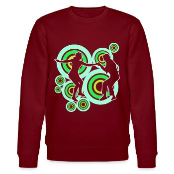 Boogie Woogie Retro Tänzer - Stanley/Stella Unisex Bio-Sweatshirt CHANGER  - Burgunderrot - Vorne - Nik (191cm) & Marisol (170cm)