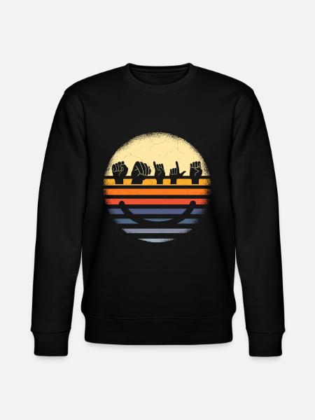 Gebärdensprache lächeln Spruch retro - Stanley/Stella Unisex Bio-Sweatshirt CHANGER - Schwarz