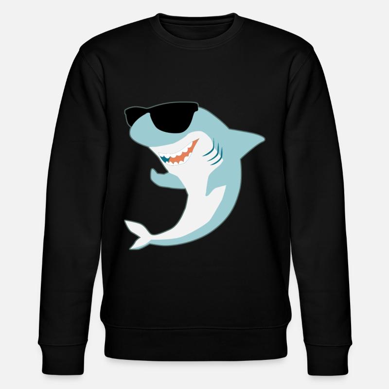 Megalodon mit Sonnenbrille Hai - Stanley/Stella Unisex Bio-Sweatshirt CHANGER - Schwarz