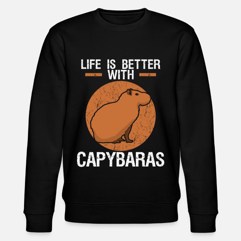 Capybara Witz Wasserschwein Capybaras - Stanley/Stella Unisex Bio-Sweatshirt CHANGER  - Schwarz