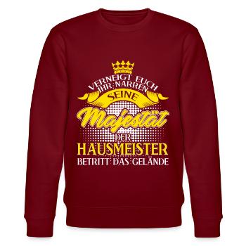 Hausmeister lustig Facility Manager - Stanley/Stella Unisex Bio-Sweatshirt CHANGER  - Burgunderrot - Vorne - Nik (191cm) & Marisol (170cm)