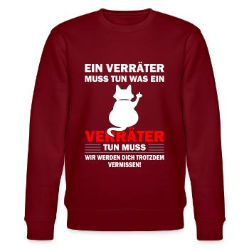 Alles Gute Verräter - Jobwechsel Abschiedsgeschenk - Stanley/Stella Unisex Bio-Sweatshirt CHANGER  - Burgunderrot - Vorne - Nik (191cm) & Marisol (170cm)