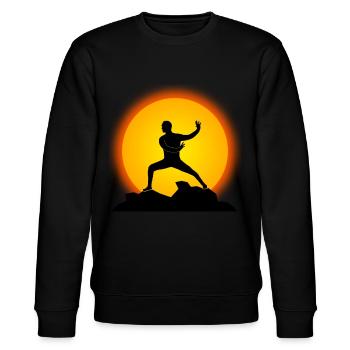 Qigong Qi Gong Thai Chi Karate Chigong - Stanley/Stella Unisex Bio-Sweatshirt CHANGER  - Schwarz - Vorne - Nik (191cm) & Marisol (170cm)