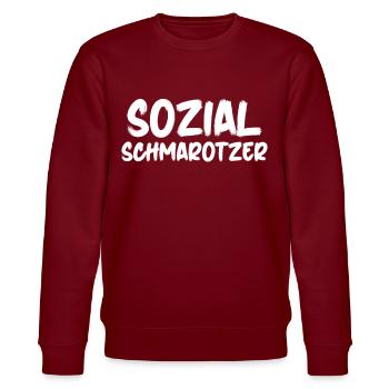 Arbeitsamt Sozialschmarotzer Arbeitslos - Stanley/Stella Unisex Bio-Sweatshirt CHANGER  - Burgunderrot - Vorne - Nik (191cm) & Marisol (170cm)