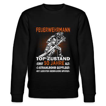 Feuerwehrmann Top Zustand - 50 Jahre - Feuerwehr - Stanley/Stella Unisex Bio-Sweatshirt CHANGER  - Schwarz - Vorne - Nik (191cm) & Marisol (170cm)