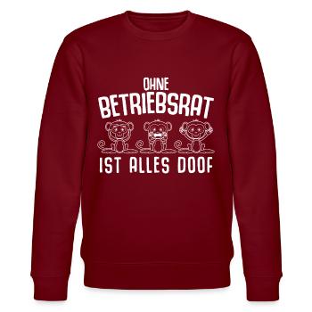 Betriebsrat Betriebsrätin - Stanley/Stella Unisex Bio-Sweatshirt CHANGER  - Burgunderrot - Vorne - Nik (191cm) & Marisol (170cm)