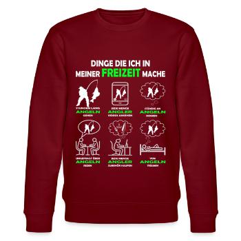 Dinge die ich in meiner Freizeit mache - Angeln - Stanley/Stella Unisex Bio-Sweatshirt CHANGER  - Burgunderrot - Vorne - Nik (191cm) & Marisol (170cm)