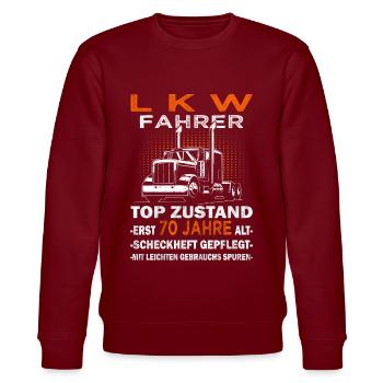 Trucker & LKW-Fahrer 70. Geburtstag - Stanley/Stella Unisex Bio-Sweatshirt CHANGER  - Burgunderrot - Vorne - Nik (191cm) & Marisol (170cm)