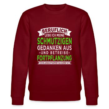 Landschaftsgärtner Gartenbau Schrebergarten - Stanley/Stella Unisex Bio-Sweatshirt CHANGER  - Burgunderrot - Vorne - Nik (191cm) & Marisol (170cm)