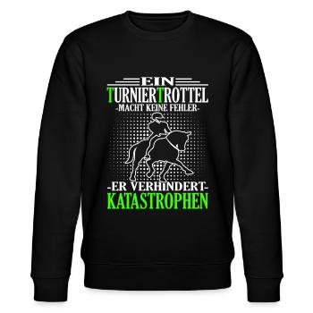 Turniertrottel - Reitturnier - Turnierreiter - Stanley/Stella Unisex Bio-Sweatshirt CHANGER  - Schwarz - Vorne - Nik (191cm) & Marisol (170cm)