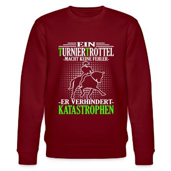 Turniertrottel - Reitturnier - Turnierreiter - Stanley/Stella Unisex Bio-Sweatshirt CHANGER  - Burgunderrot - Vorne - Nik (191cm) & Marisol (170cm)