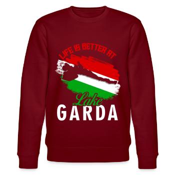 Lake Garda Lago di Garda - Stanley/Stella CHANGER Unisex Organic Sweatshirt - burgundy - Front - Nik (191cm) & Marisol (170cm)