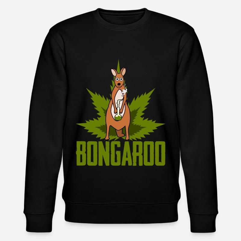 Känguru mit Hanf Wasserpfeife Kängurus - Stanley/Stella Unisex Bio-Sweatshirt CHANGER  - Schwarz