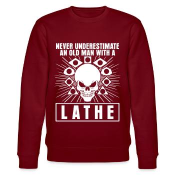 Machinists Cutting machine operators Lathes - Stanley/Stella CHANGER Unisex Organic Sweatshirt - burgundy - Front - Nik (191cm) & Marisol (170cm)