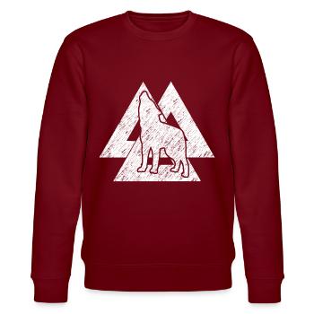 Wolf Odins Wotansknoten Wikinger Wölfe - Stanley/Stella Unisex Bio-Sweatshirt CHANGER  - Burgunderrot - Vorne - Nik (191cm) & Marisol (170cm)