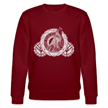 Wolf Odin's Wolves Odhin Viking Shield - Stanley/Stella CHANGER Unisex Organic Sweatshirt - burgundy - Front - Nik (191cm) & Marisol (170cm)