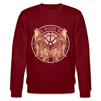 Wolf Odins Wikinger Schild Wölfe Odhin - Stanley/Stella Unisex Bio-Sweatshirt CHANGER  - Burgunderrot - Vorne - Nik (191cm) & Marisol (170cm)
