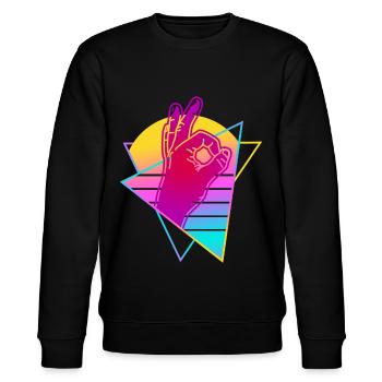 Reingeschaut Retro Vaporwave Reingeguckt - Stanley/Stella Unisex Bio-Sweatshirt CHANGER  - Schwarz - Vorne - Nik (191cm) & Marisol (170cm)