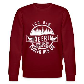 Jägerin Jagd Keiler Wildschwein Jäger - Stanley/Stella Unisex Bio-Sweatshirt CHANGER  - Burgunderrot - Vorne - Nik (191cm) & Marisol (170cm)