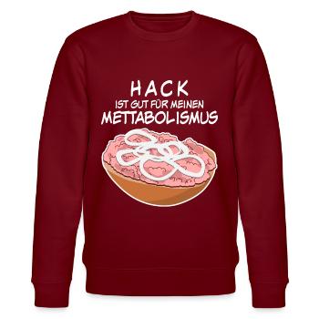 Mettbrötchen Hackfleisch Mett Mettigel - Stanley/Stella Unisex Bio-Sweatshirt CHANGER  - Burgunderrot - Vorne - Nik (191cm) & Marisol (170cm)