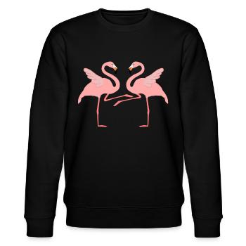 Boogie Woogie Flamingos Tanzen Swing - Stanley/Stella Unisex Bio-Sweatshirt CHANGER  - Schwarz - Vorne - Nik (191cm) & Marisol (170cm)