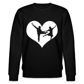 Boogie Woogie Herz Boogie-Woogie Swing - Stanley/Stella Unisex Bio-Sweatshirt CHANGER  - Schwarz - Vorne - Nik (191cm) & Marisol (170cm)