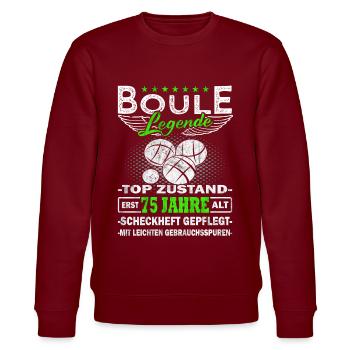Boule - Boulespieler 75 Jahre - Stanley/Stella Unisex Bio-Sweatshirt CHANGER  - Burgunderrot - Vorne - Nik (191cm) & Marisol (170cm)