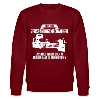 Zerspanungsmechaniker Zerspaner Dreher - Stanley/Stella Unisex Bio-Sweatshirt CHANGER  - Burgunderrot - Vorne - Nik (191cm) & Marisol (170cm)
