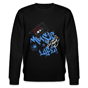 Music is life - Stanley/Stella Unisex Bio-Sweatshirt CHANGER  - Schwarz - Vorne - Nik (191cm) & Marisol (170cm)